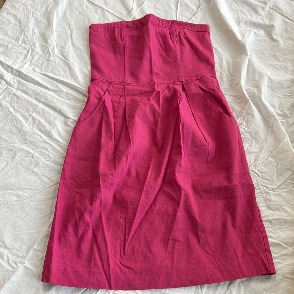 Theory Strapless Cotton Dress Pink 0